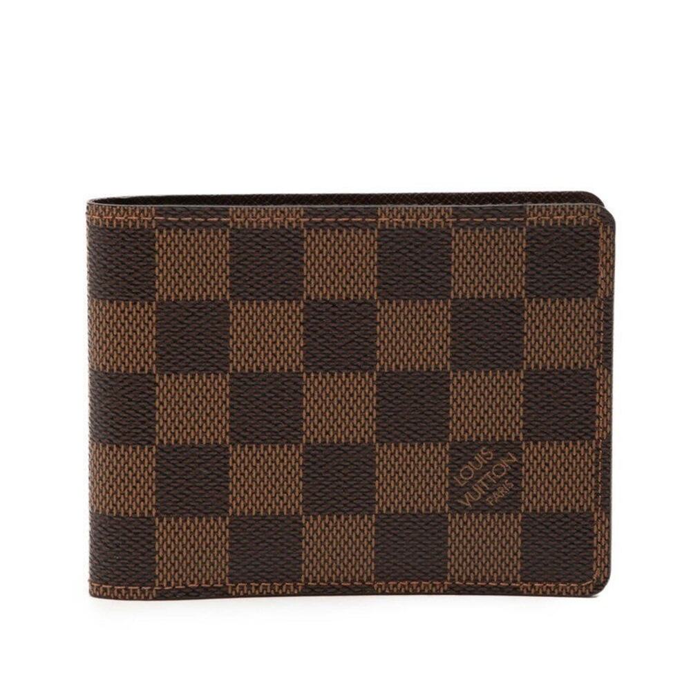 Louis Vuitton Damier Ebene Portefeuille Multiple Bifold Wallet Brown